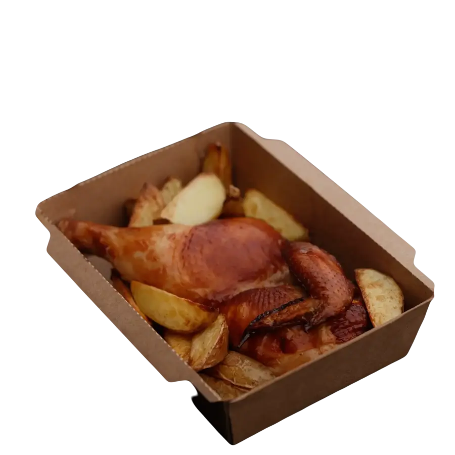 Половина курча з запеченою картоплею з розмарином