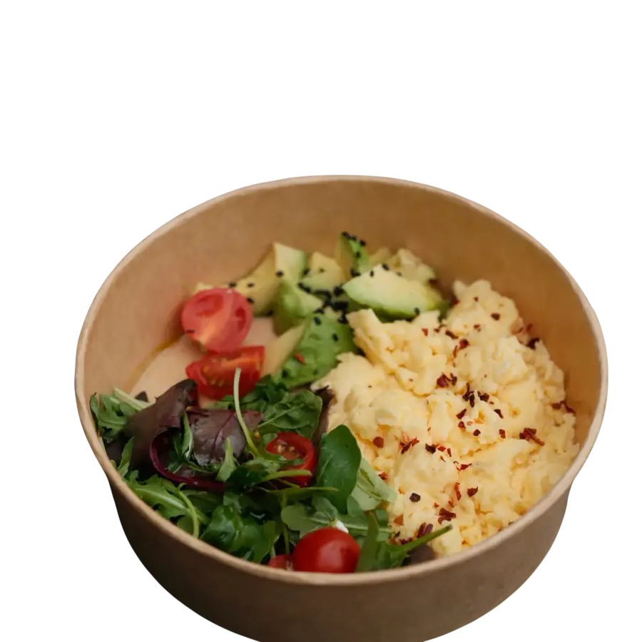 Скрембл з авокадо та томатами черрі